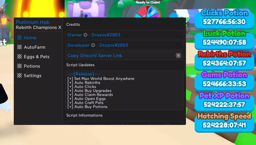 Rebirth Champions X Script Finish the game in a minute