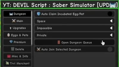 Saber Simulator Best Script | DEVIL Script