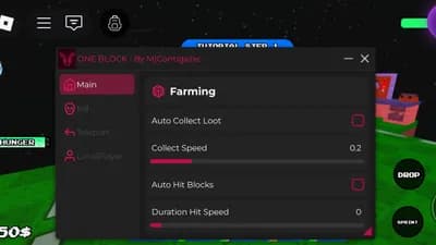 ONE Block Script Auto Farm Keyless