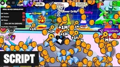 Drill Block Simulator Script Infinite Coins Roblox 2025